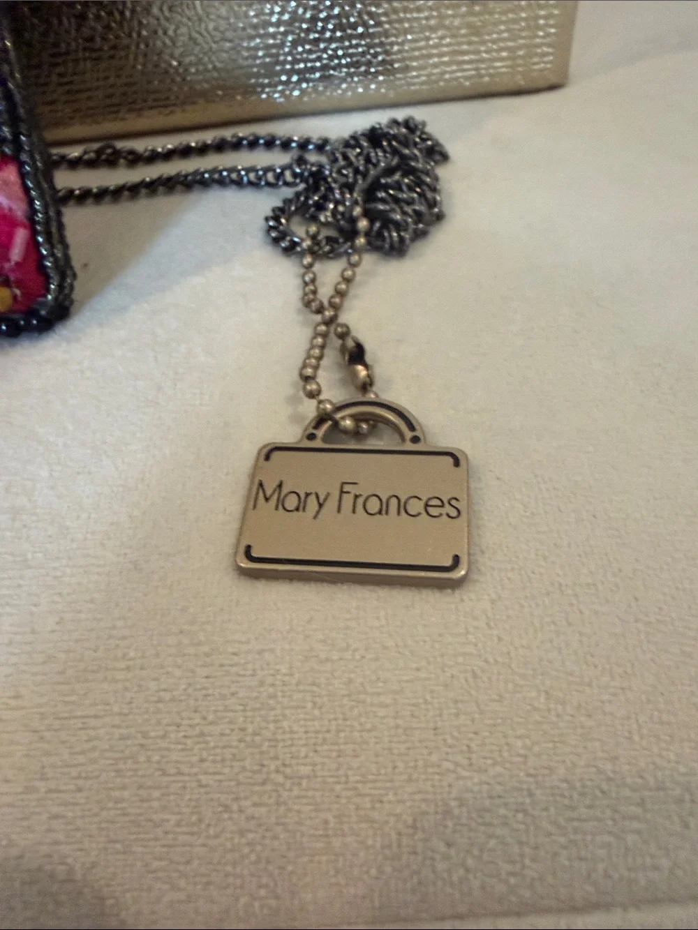Mary Frances Beaded Lipstick Phone Crossbody Bag Black Floral Hand-Beaded
